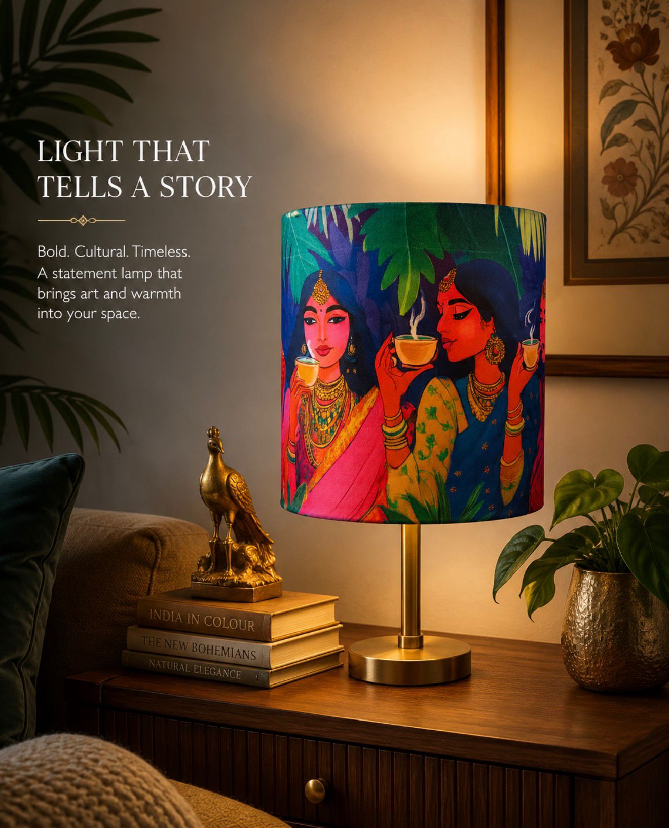 Hand block-printed Varnya lampshade